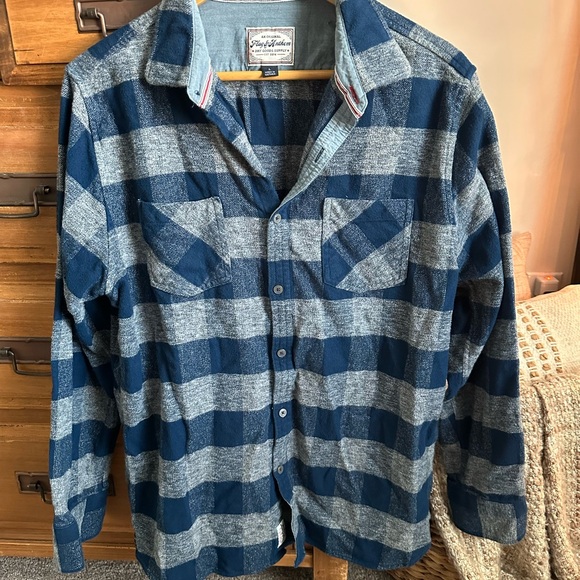 Flag & Anthem Other - Flag & Anthem Blue and Gray Plaid Button-Up Flannel